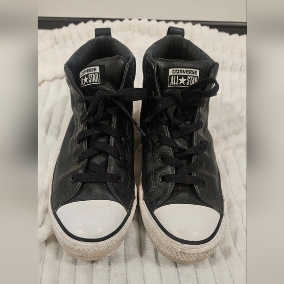 Converse Black Leather High-Tops - Picture 2 of 7